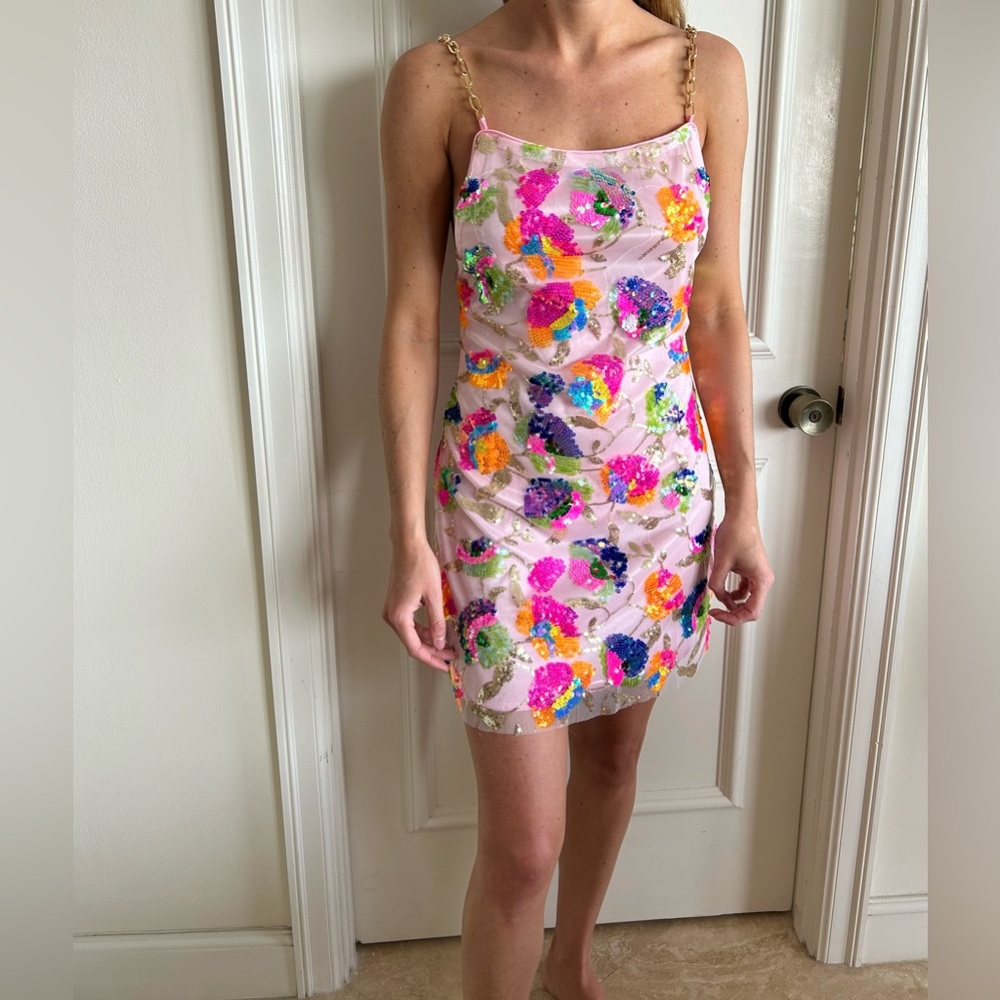 Pink & sequin dress🧡💛💚🩷🩵